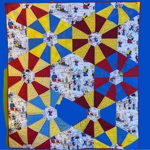 Popeye Colorful Geometric Pattern Quilt size 40” x 46”